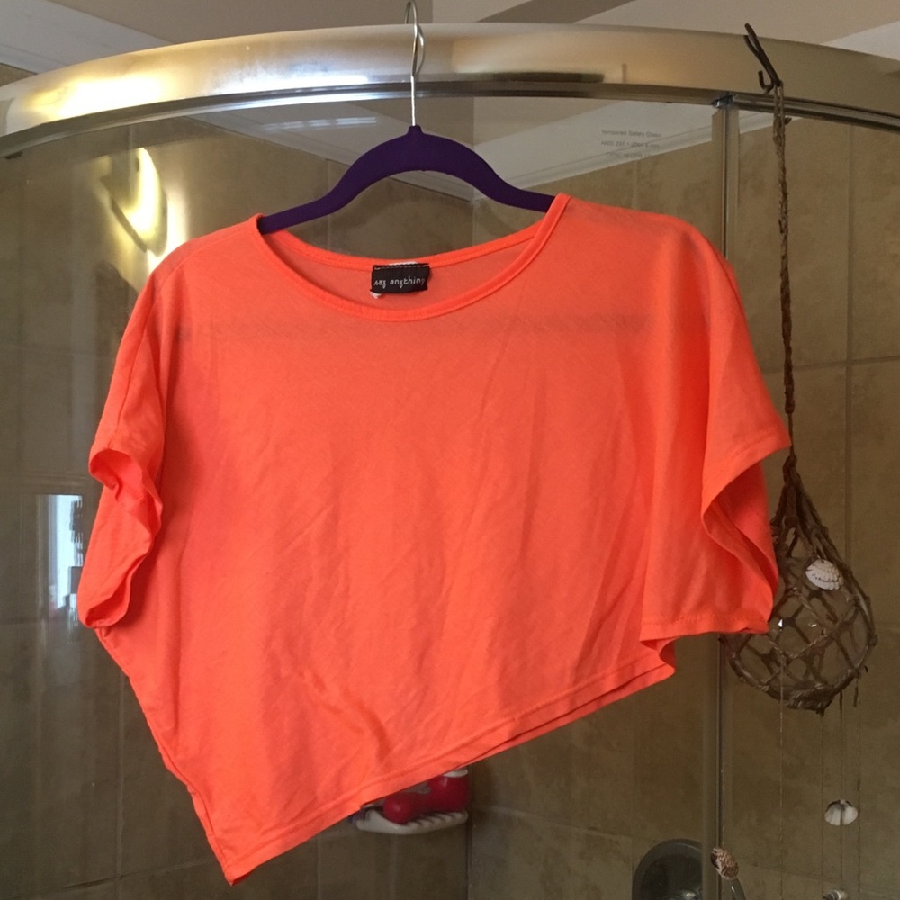 Y2K Vintage Neon Orange Slanted Cut CROP TOP 🧡 Cropped Tee Cropped Top